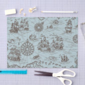 Vintage Pirate Treasure Karte Nautical Blue Seidenpapier (Handwerk)