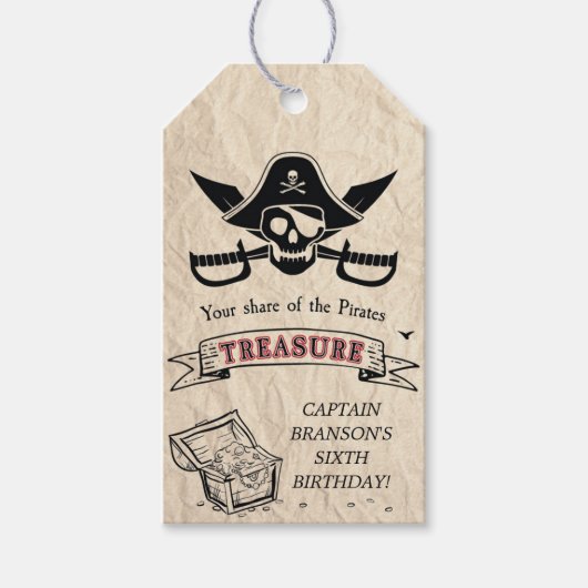 Vintage Pirate Treasure Karte Vielen Dank Geschenkanhänger (Vorderseite)