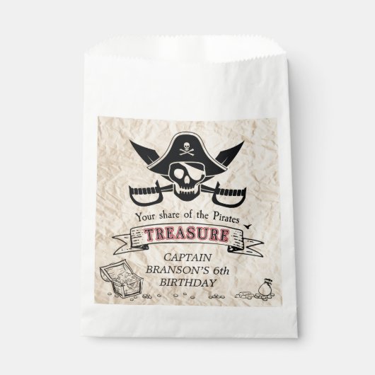 Vintage Pirate Treasure Karte Vielen Dank Geschenktütchen (Vorderseite)