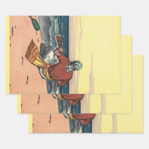 Vintage Piraten, auf einer einsamen Insel ausgeset Geschenkpapier Set