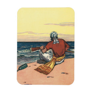 Vintage-Piraten, auf einer einsamen Insel ausgeset Magnet