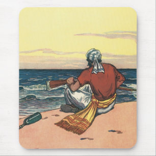 Vintage-Piraten, auf einer einsamen Insel ausgeset Mousepad