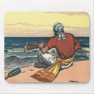 Vintage-Piraten, auf einer einsamen Insel ausgeset Mousepad