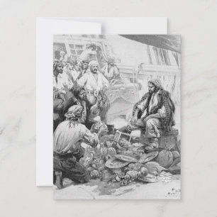 Vintage Piraten, die ihre Schätze zählen und viel