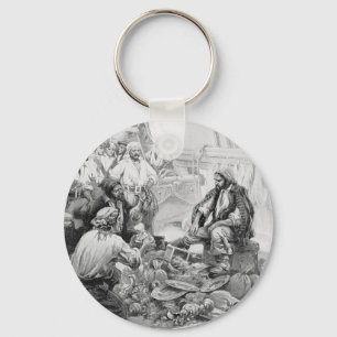 Vintage Piraten, die ihre Schätze zählen und viel Schlüsselanhänger