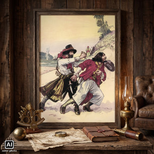 Vintage Piraten, Duel bis zum Tod am Strand Poster