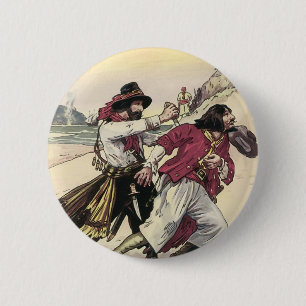 Vintage-Piraten, Duell bis zum Tod am Strand Button