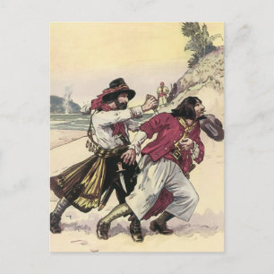 Vintage-Piraten, Duell bis zum Tod am Strand Postkarte