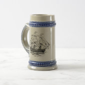 Vintage Piraten Galleon, Skizze eines Schiffs des Bierglas (Vorderseite Links)