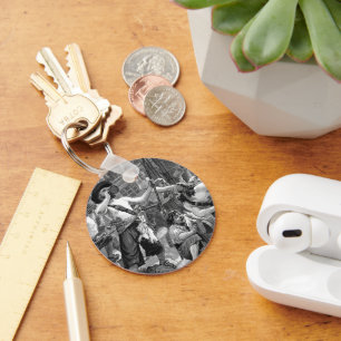 Vintage Piraten kämpfen und trinken auf dem Schiff Schlüsselanhänger