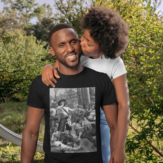 Vintage Piraten kämpfen und trinken auf dem Schiff T-Shirt