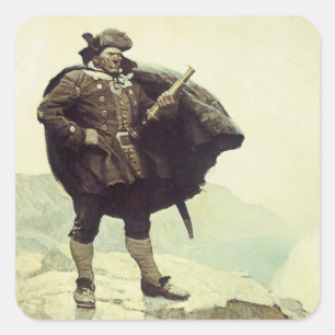 Vintage-Piraten, Kapitän Bill Bones von NC Wyeth Quadratischer Aufkleber