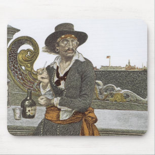 Vintage Piraten, Kidd auf dem Deck der Abenteuerga Mousepad