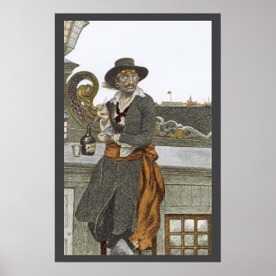Vintage Piraten, Kidd auf dem Deck der Abenteuerga Poster
