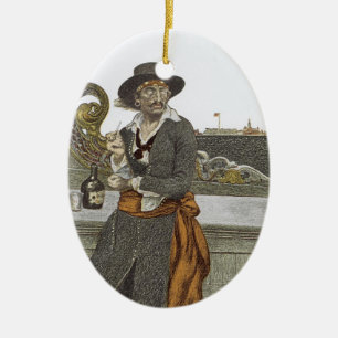 Vintage-Piraten, Kidd auf dem Deck der Adventure G Keramikornament
