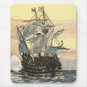 Vintage-Piraten-Schiff, Galleone segeln auf dem Oz Mousepad