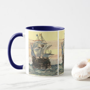 Vintage-Piraten-Schiff, Galleone segeln auf dem Oz Tasse