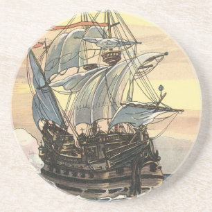 Vintage-Piraten-Schiff, Galleone segeln auf dem Oz Untersetzer