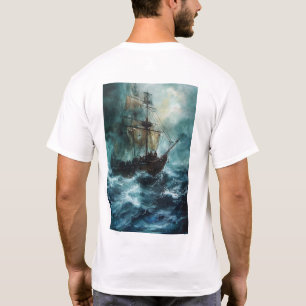 Vintage-Piraten-Schiff-Malerei Nautisches Kunst- T-Shirt