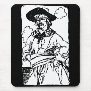 Vintage-Piraten-Skizze eines Kapitäns von Howard P Mousepad