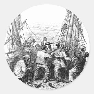 Vintage Piraten und ein Schiffswrack eines Piraten Runder Aufkleber