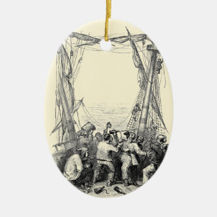 Vintage Piraten und ein Schiffswrack Keramik Ornament