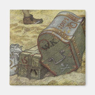 Vintage Piraten, William Kidd Burying Treasure Magnet