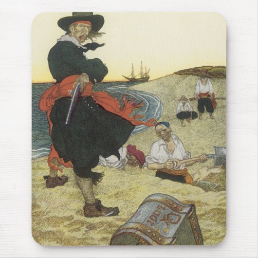 Vintage Piraten, William Kidd Burying Treasure Mousepad (Vorne)