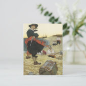 Vintage Piraten, William Kidd Burying Treasure Postkarte (Stehend Vorderseite)