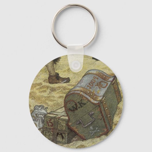 Vintage Piraten, William Kidd Burying Treasure Schlüsselanhänger (Vorderseite)