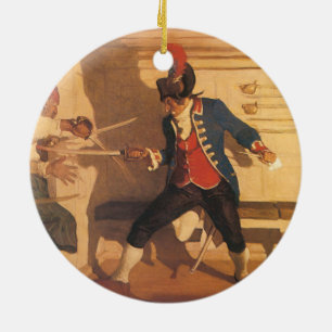 Vintage-Piratencaptain, Schwertkampf von NC Wyeth Keramikornament