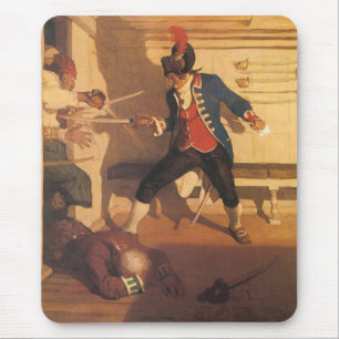 Vintage-Piratencaptain, Schwertkampf von NC Wyeth Mousepad