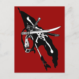 Vintage Piratenflagge, Piratenflagge Skull Crossbo Postkarte
