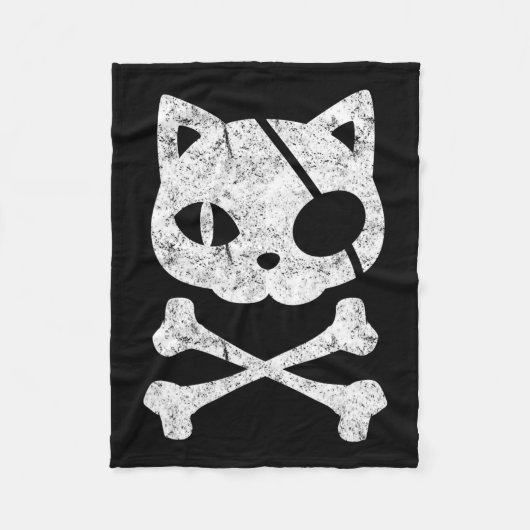 Vintage Piratenkatze Katzenkätzchen Halloween Skul Fleecedecke (Vorderseite)
