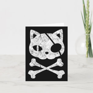 Vintage Piratenkatze Katzenkätzchen Halloween Skul Karte
