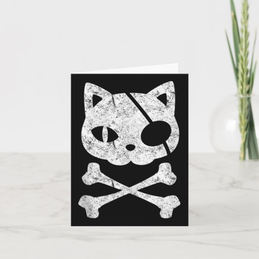 Vintage Piratenkatze Katzenkätzchen Halloween Skul Karte (Vorderseite)