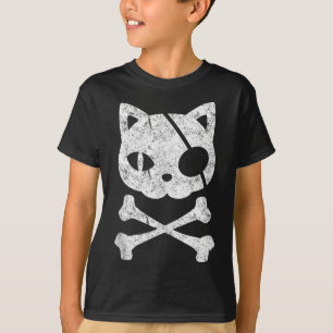 Vintage Piratenkatze Katzenkätzchen Halloween Skul T-Shirt