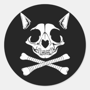 Vintage Piratenkatze Kitten Schädel Kreuz Hallowee Runder Aufkleber