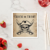 Vintage-Piratenschädel-Süßes-oder-Saures-Halloween Serviette (Beispiel)