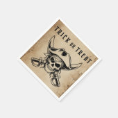 Vintage-Piratenschädel-Süßes-oder-Saures-Halloween Serviette (Ecke)