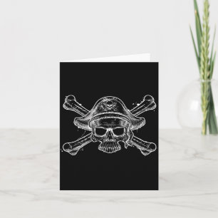 Vintage-Piratenschädel und gekreuzte Knochen Skele Karte