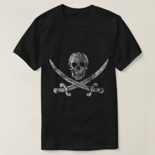 Vintage-Piratenschädel- und gekreuzte Schwerter-De T-Shirt