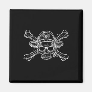 Vintage-Piratenschädel und Kreuzbein-Skelett Jolly Magnet