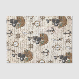 Vintage Piratenschiff Brief Nautical Decoupage Seidenpapier