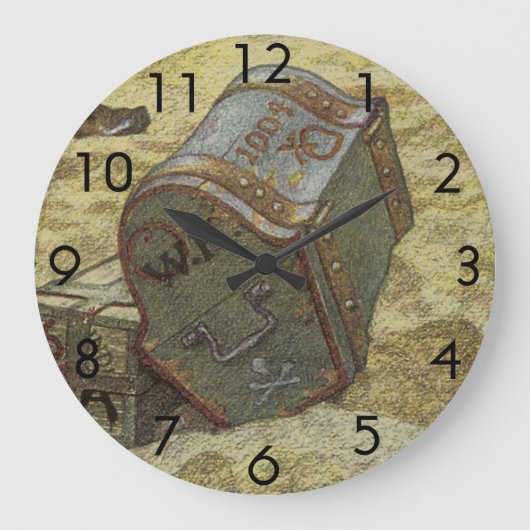 Vintage Pirates, William Kidd Burying Treasure Große Wanduhr (Vorderseite)