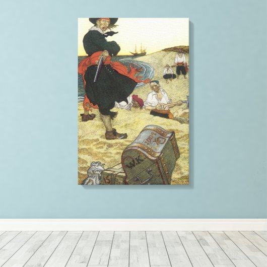 Vintage Pirates, William Kidd Burying Treasure Leinwanddruck (Insitu (Holzboden))