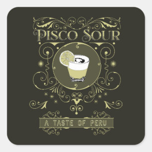 Vintage Pisco Sour Quadratischer Aufkleber