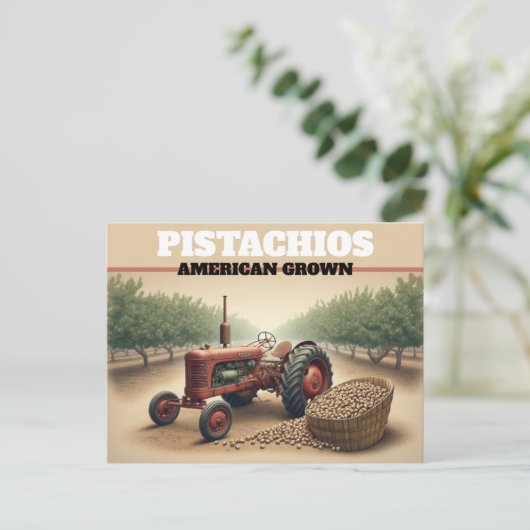 Vintage Pistachio Landwirtschaft Postkarte (Stehend Vorderseite)