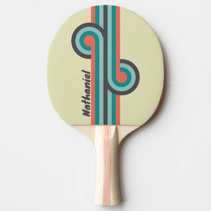 Vintage-Pistazien-Streifen-Loop mit Namen Tischtennis Schläger