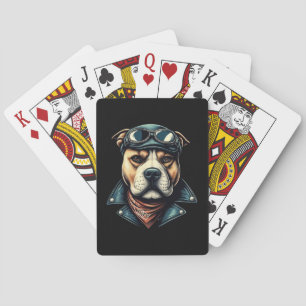 Vintage-Pitbull-Biker Spielkarten